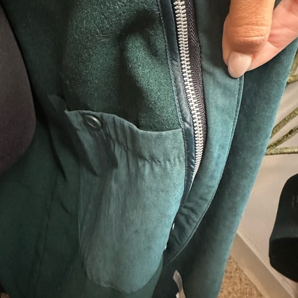 London fog, green suede, maxi, trenchcoat double breasted with belt 10 - Picture 7 of 9